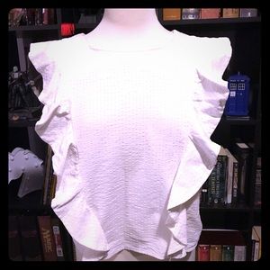 BP white ruffle shirt